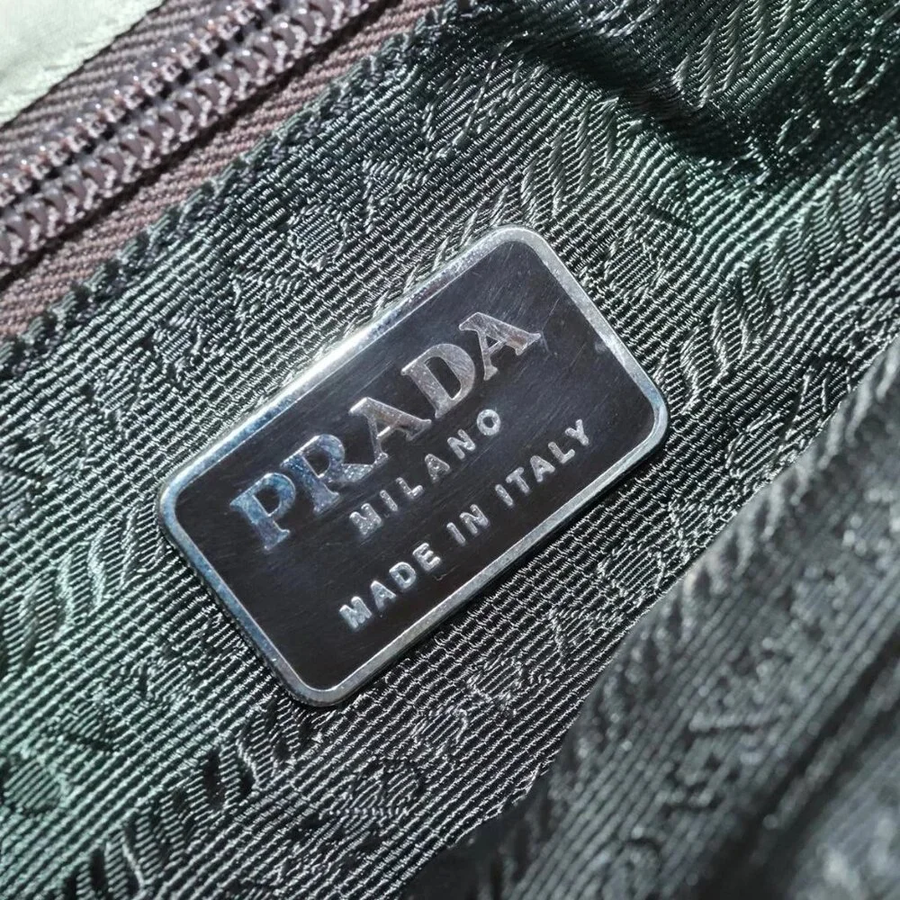 PRADA Tote Bag Nylon Plastic Beige Silver Auth 99542 - Picture 10 of 16